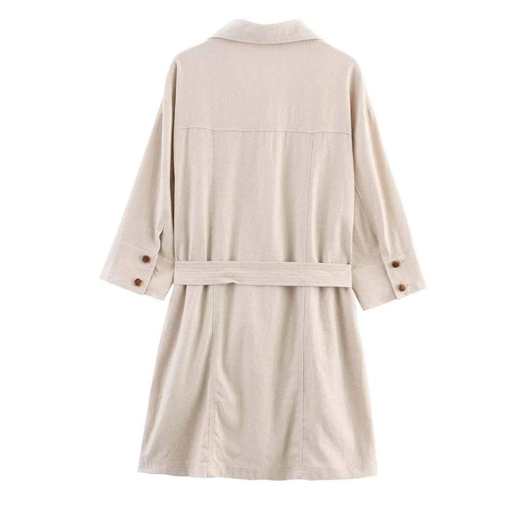 Belted Collar Mini Dress