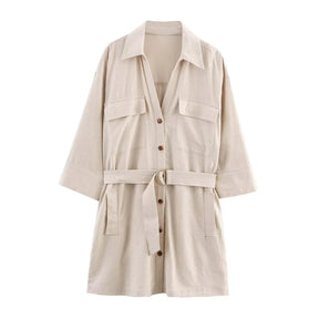Belted Collar Mini Dress