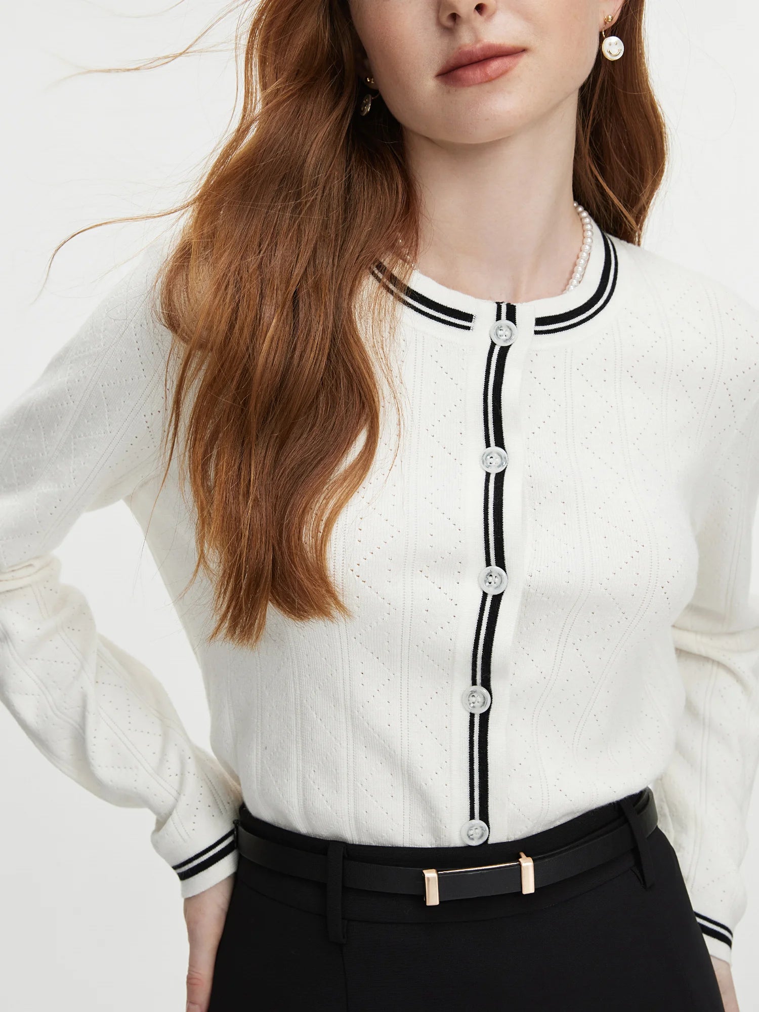 Contrast Knit Cardigan